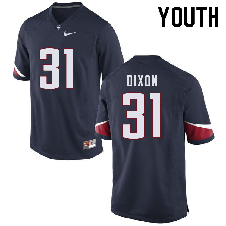 Youth #31 Malik Dixon Uconn Huskies College Football Jerseys Sale-Navy